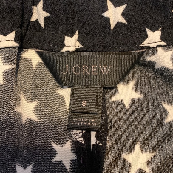 J. Crew tie waist Black and White Star Pattern cropped Pants size 8 - Picture 6 of 10
